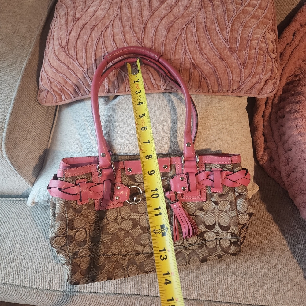 Coach Y2k Vintage  Signature Canvas Tote Bag - Pink and Brown - Picture 5 of 9